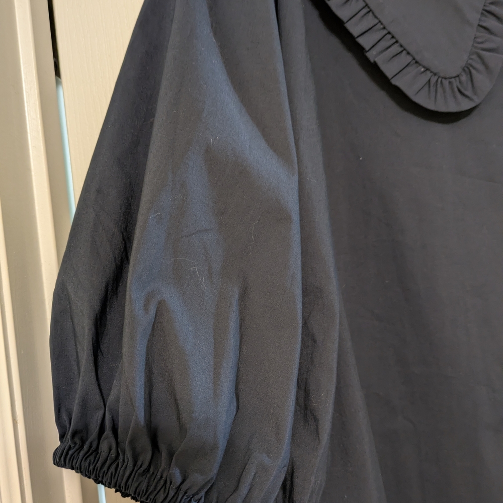 ELOQUII Navy Blue Poplin Mini Dress Oversized Ruffle Peter Pan Collar SZ 18 NWT - Picture 8 of 10
